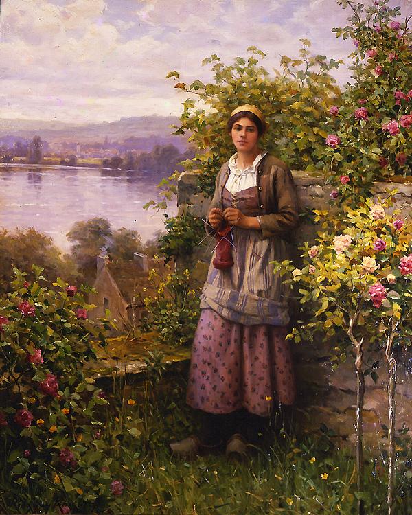 Daniel Ridgeway Knight Julia - Corner of the Garden